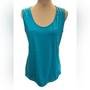Mountain Hardwear Teal Blue Tank Top Hiking Travel Outdoors Poly Cotton Sz Large
